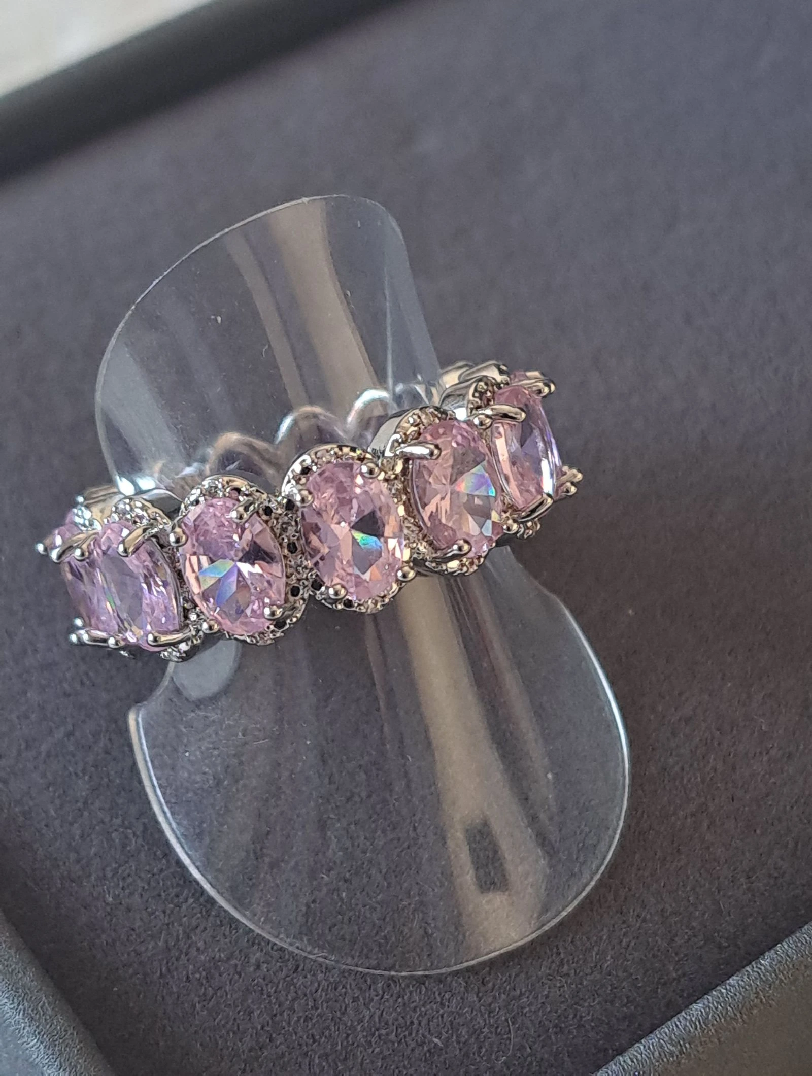 Quiet Luxury Pink Jewelry Set • Ring + Earrings • Silver Stainless Steel • Sparkling CZ – photo 3
